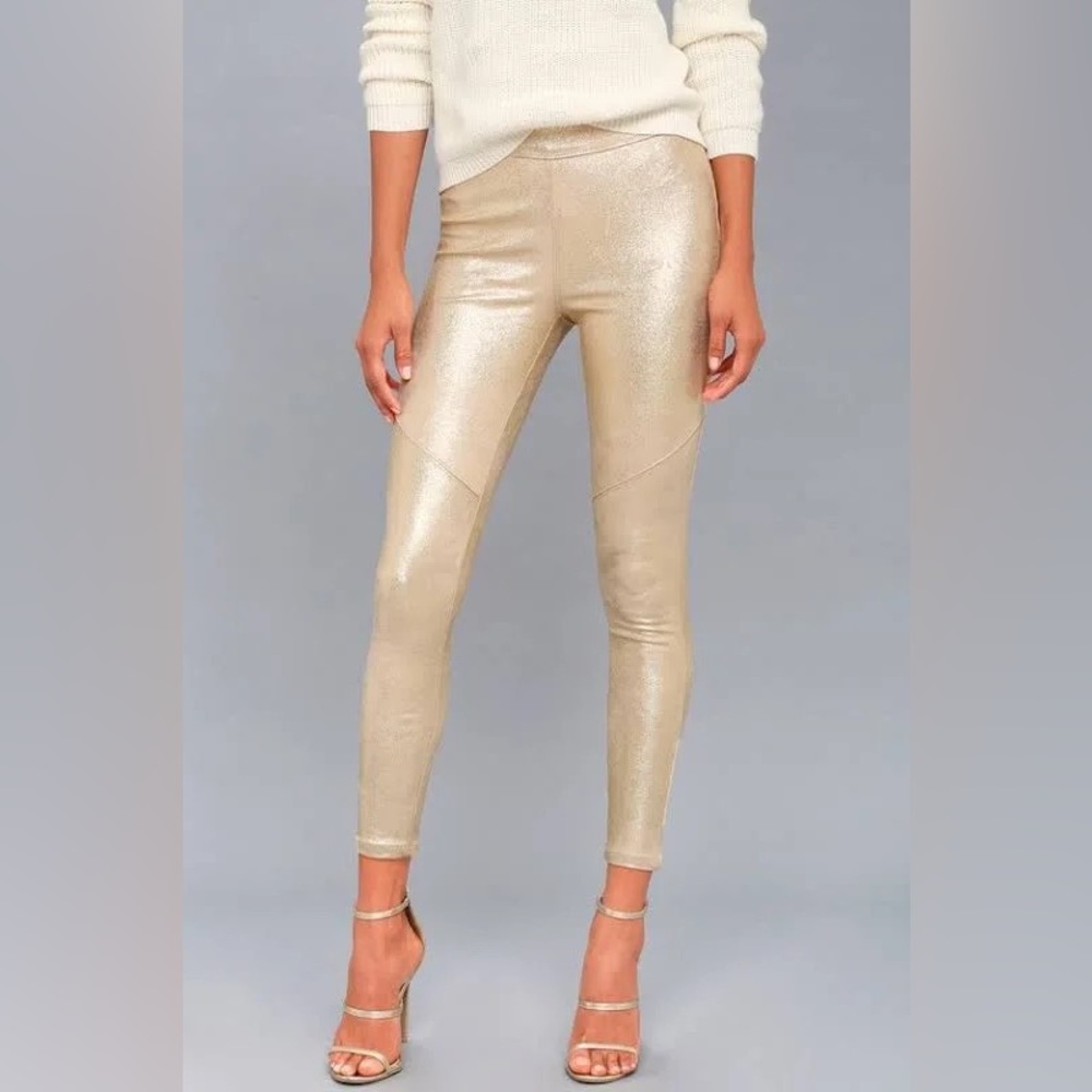 Free People Gold Glitter Leggings